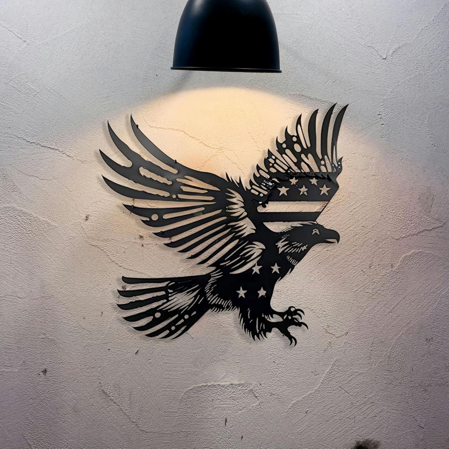 Patriotic Bald Eagle American Flag Metal Wall Art 20 Inches