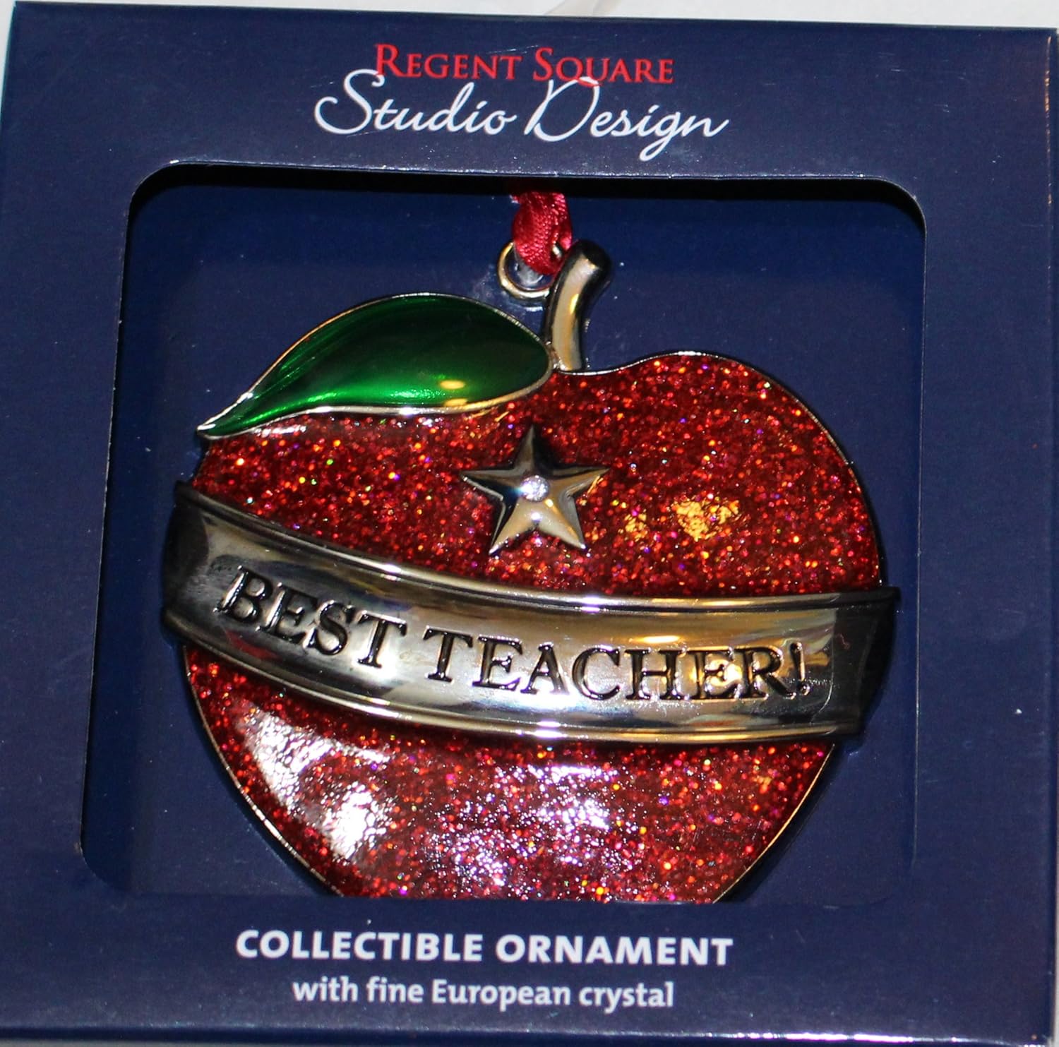 Best Teacher Apple Collectible Ornament with European Crystal