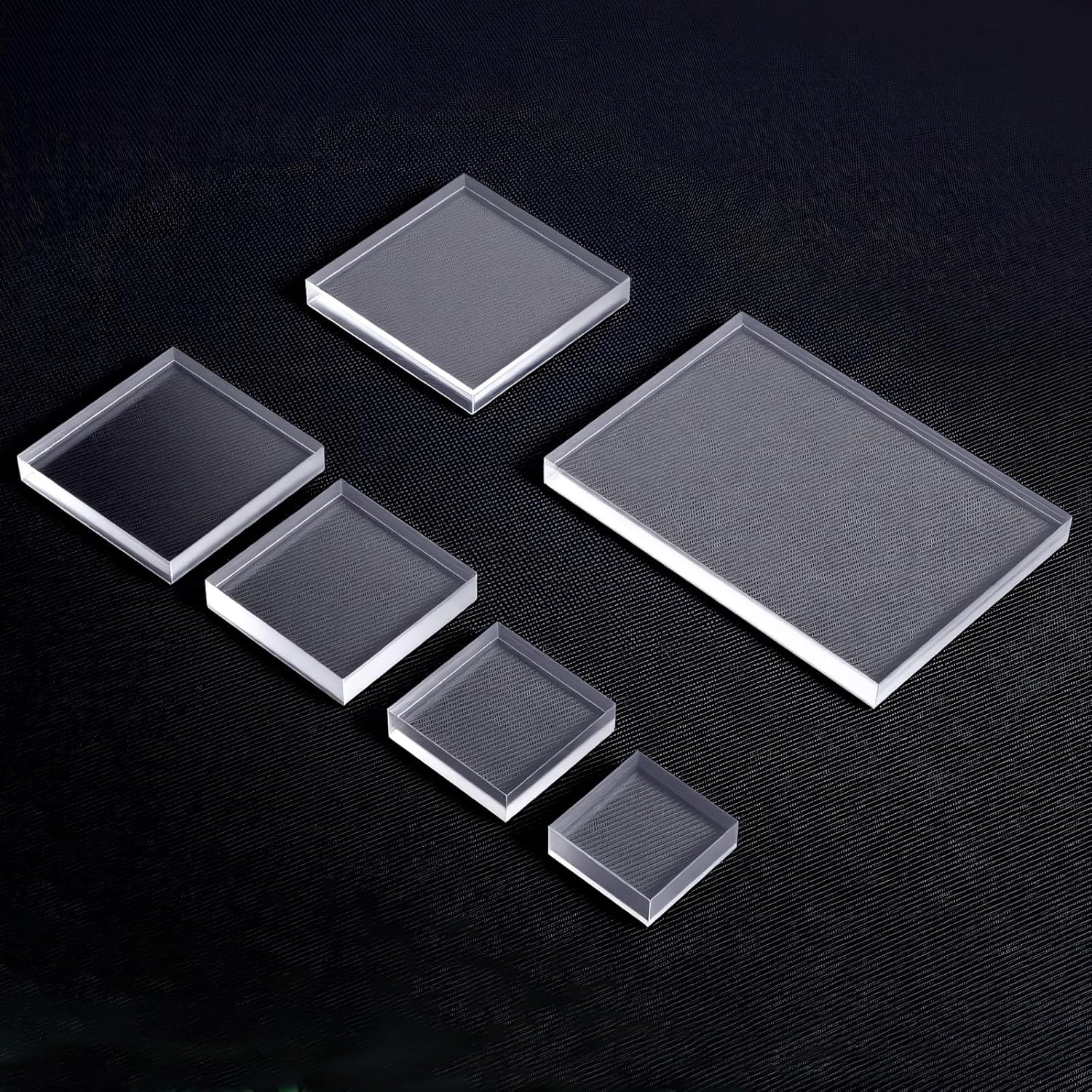 6 Pcs Clear Acrylic Square Blocks Display Stand