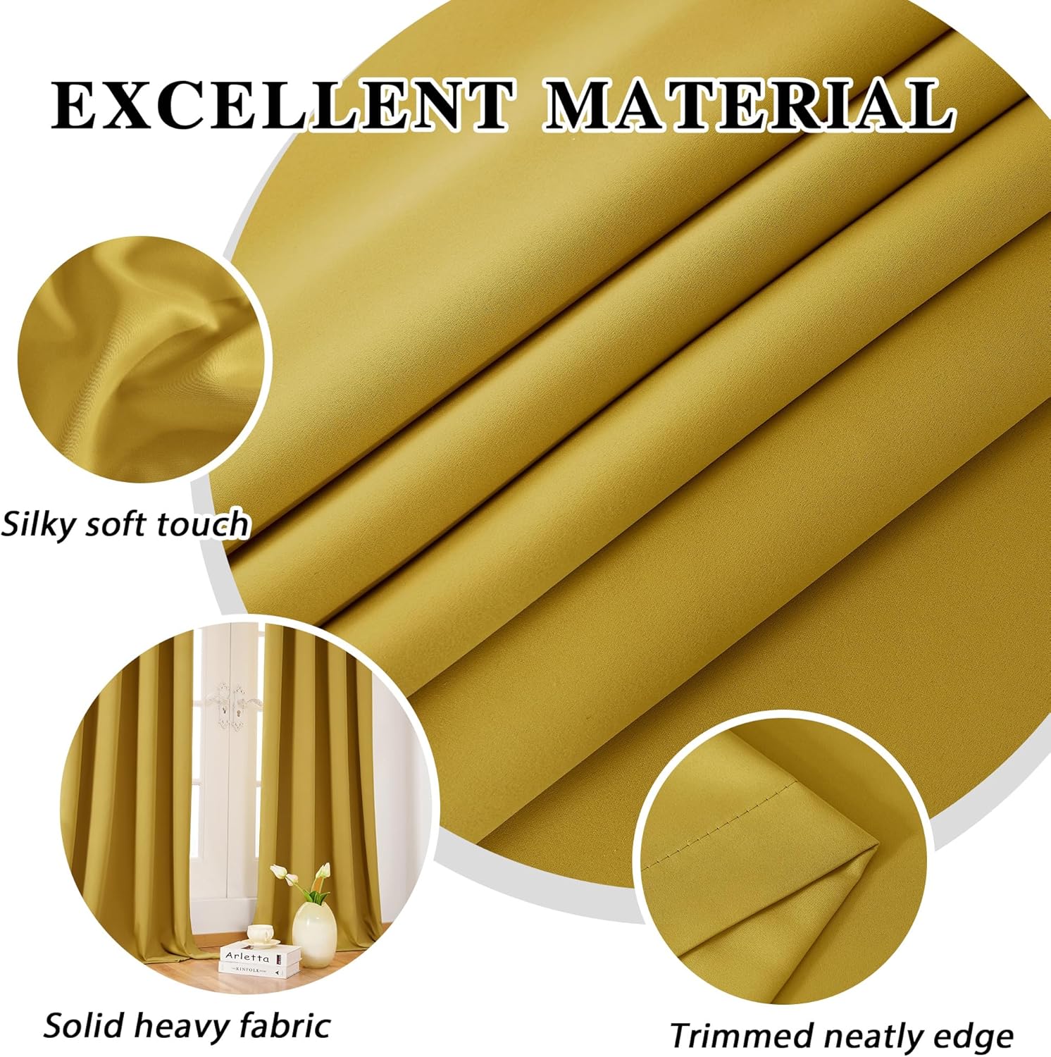 LCOOMZEN Blackout Curtains 84 Inch Long 2 Panels Set