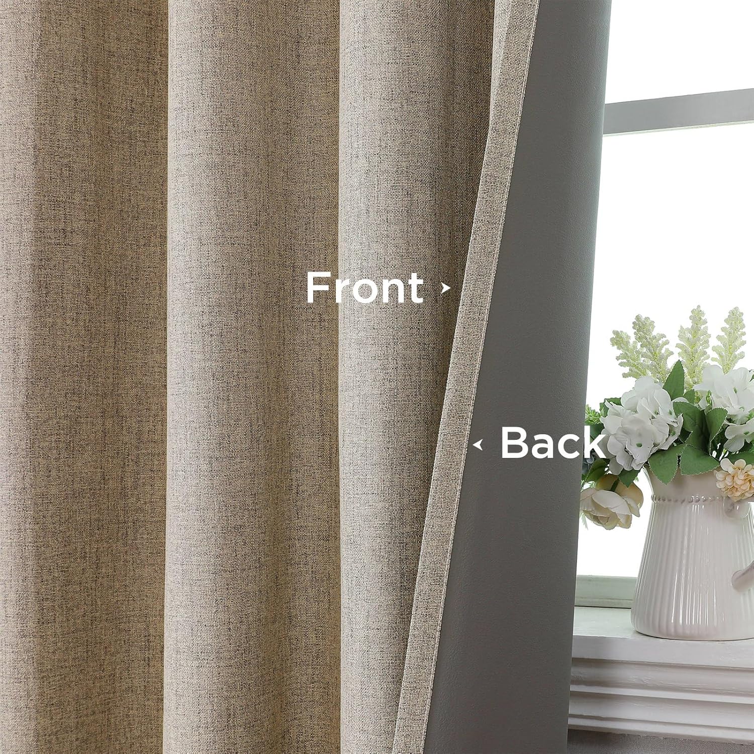 CUCRAF Blackout Curtains 2 Panels Set 52x84 Inch Linen Grommet