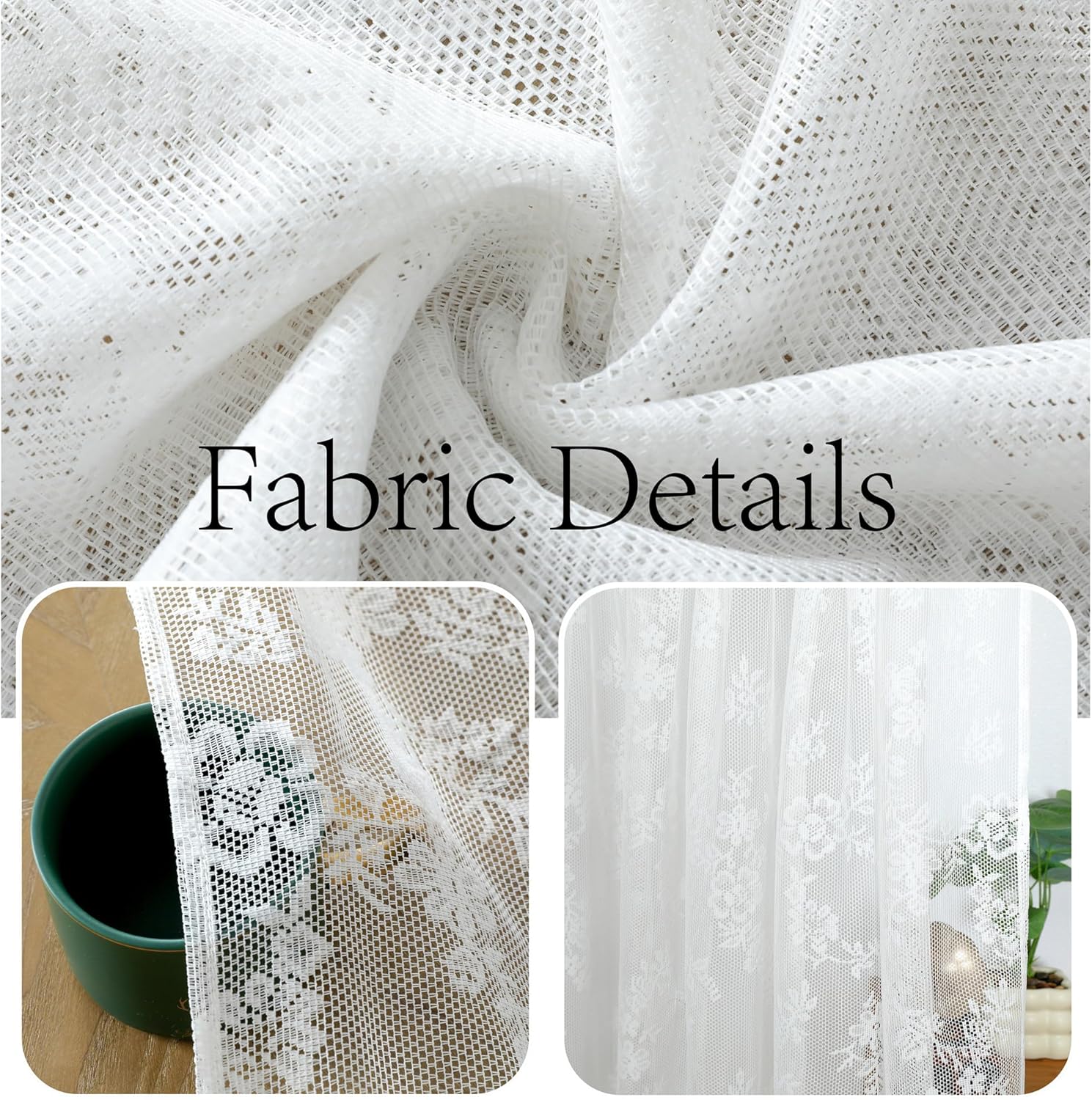 Lace French Door Curtain with Tieback 2 Panels