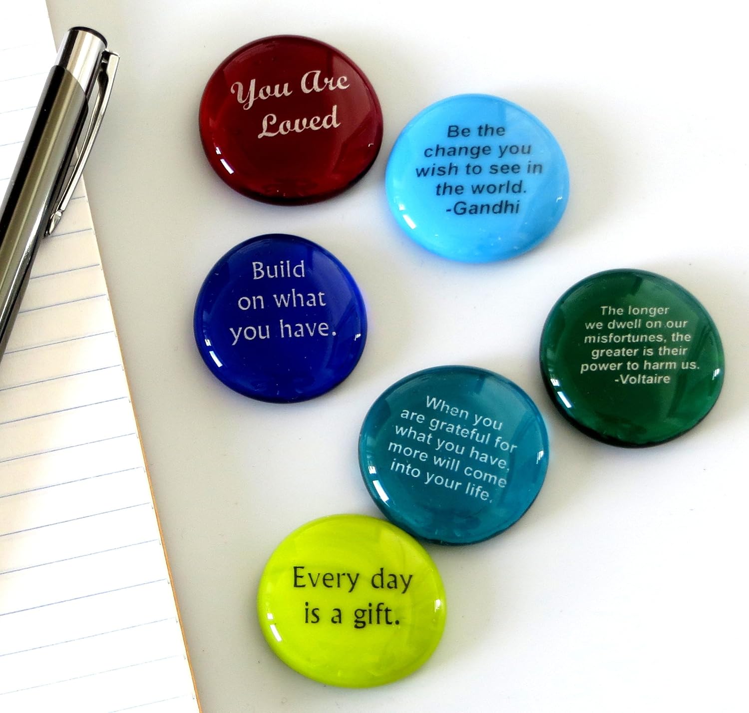 Encouragement Stones Set of 24 Motivational Glass Decor