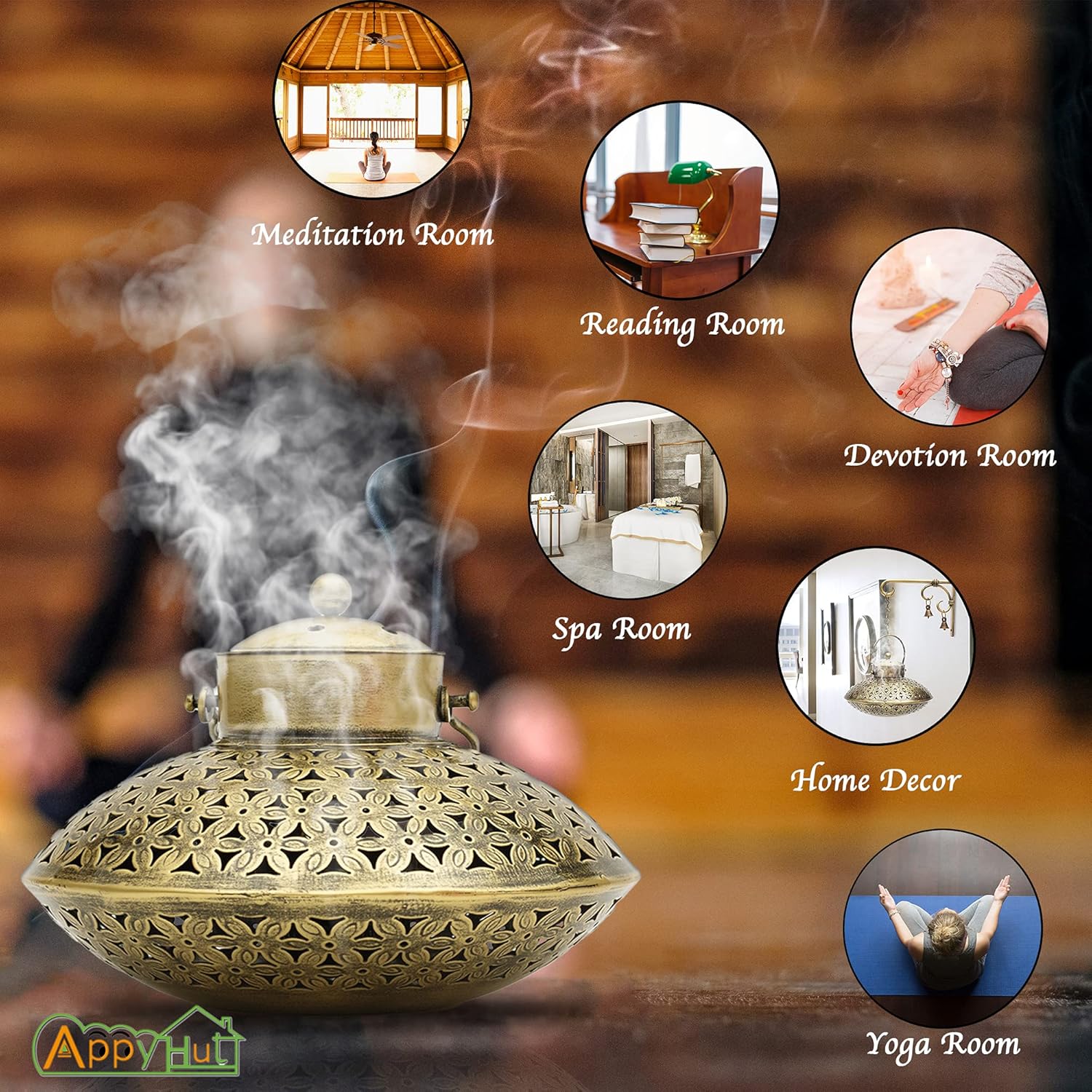 AppyHut Hanging Incense Burner with Brass Bells