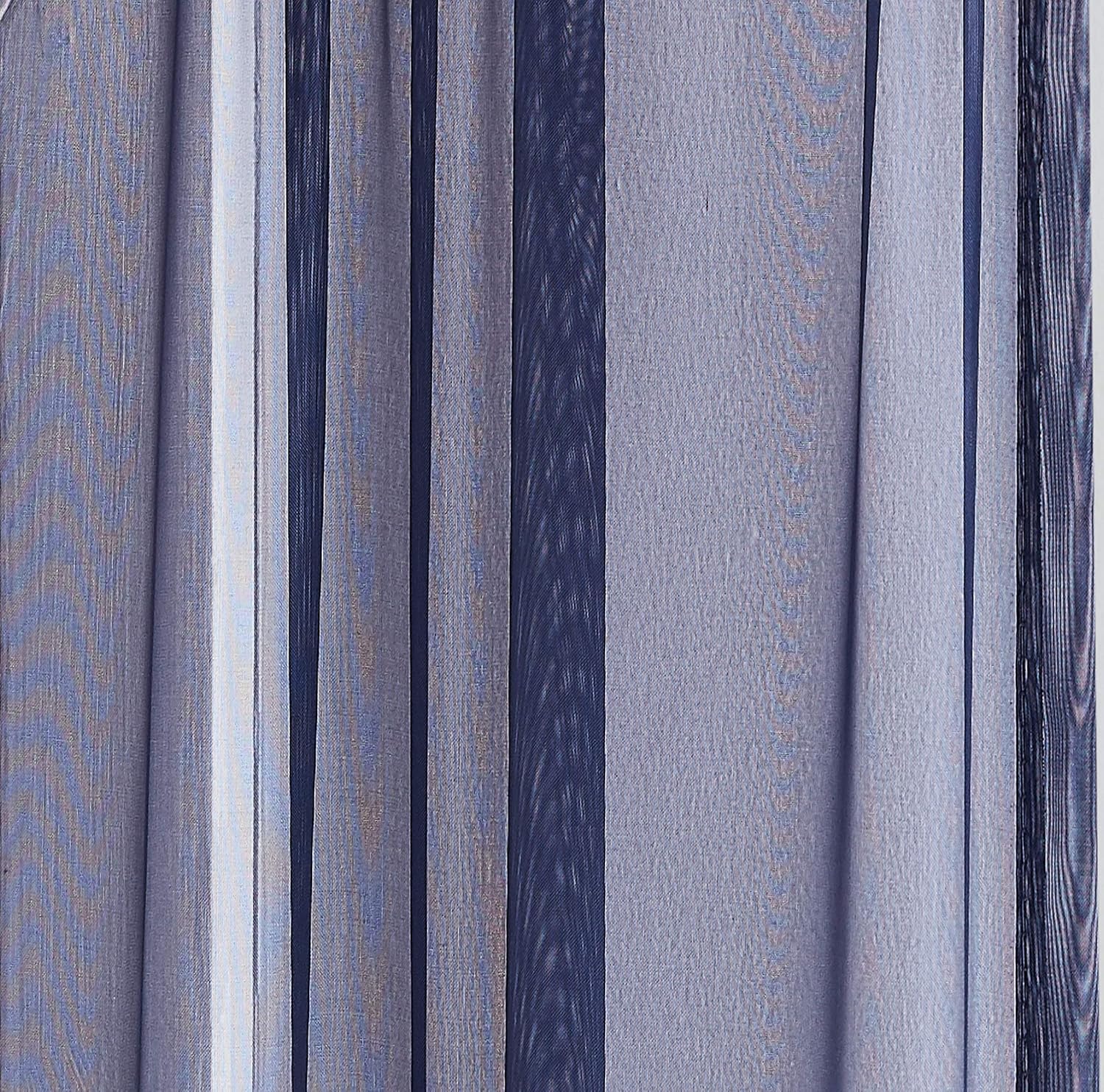LinenZone Blue Navy Rod Pocket Sheer Curtains - Pair of 2