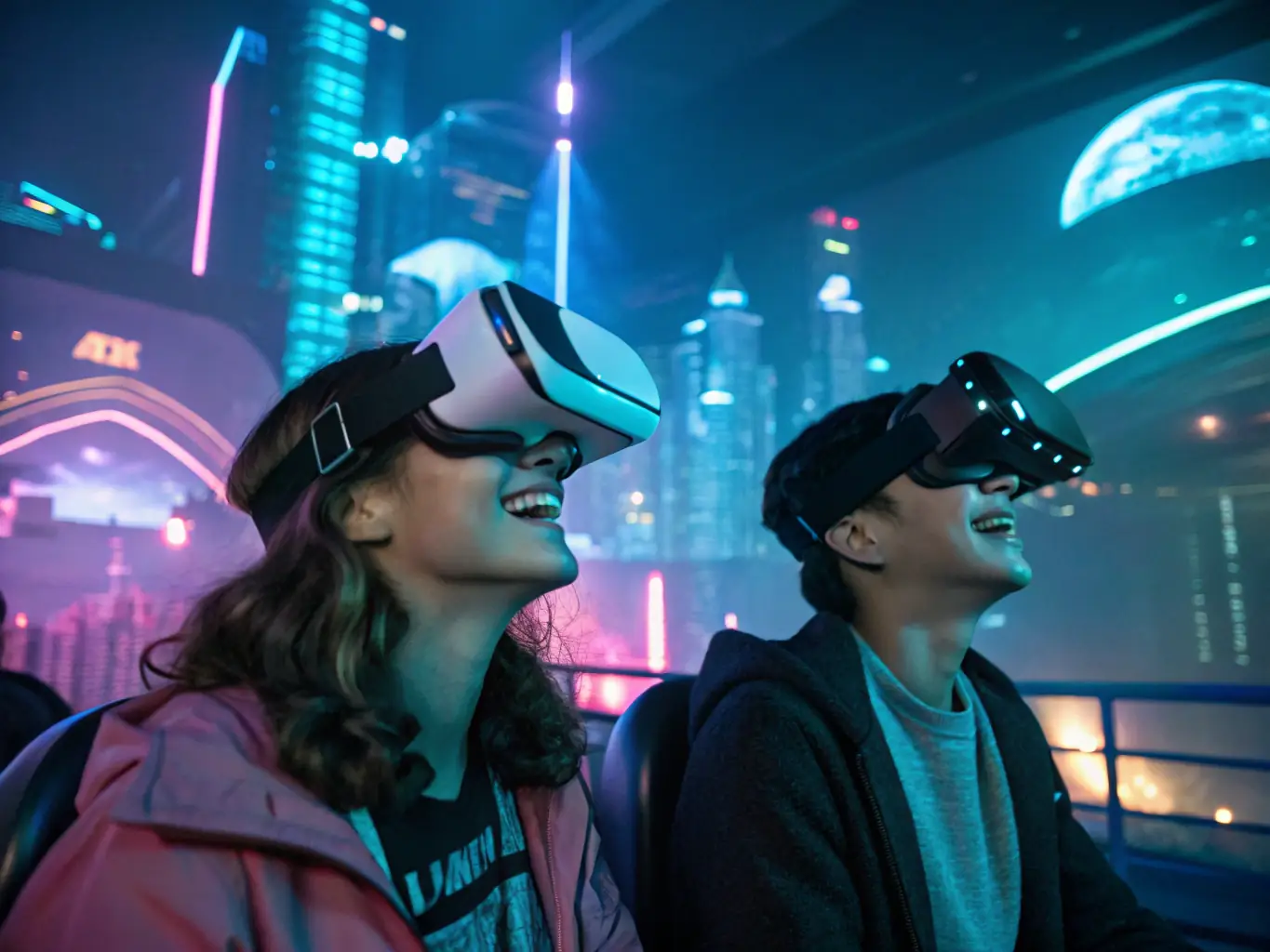 A diverse group of people interacting within a virtual reality environment, showcasing the potential of virtual events and digital experiences.